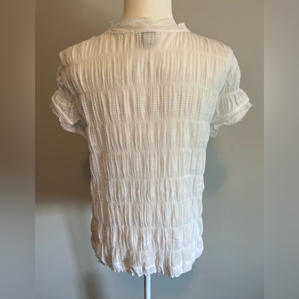 Sundance White Textured Short-Sleeve Blouse - Picture 3 of 13